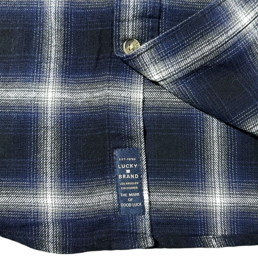 Lucky Brand Men's Flannel Dark Plaid Size Small - Picture 9 of 10